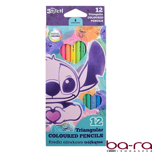 Színes ceruza COOLPACK Lilo és Stitch háromszögletű  12 darabos pasztell dobozos