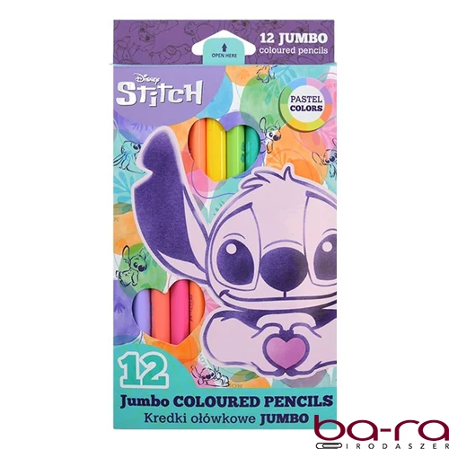 Színes ceruza COOLPACK Lilo és Stitch jumbo háromszögletű  12 darabos pasztell dobozos