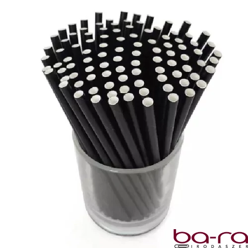 Szívószál papír fekete  6mmx230mm 100 darabos
