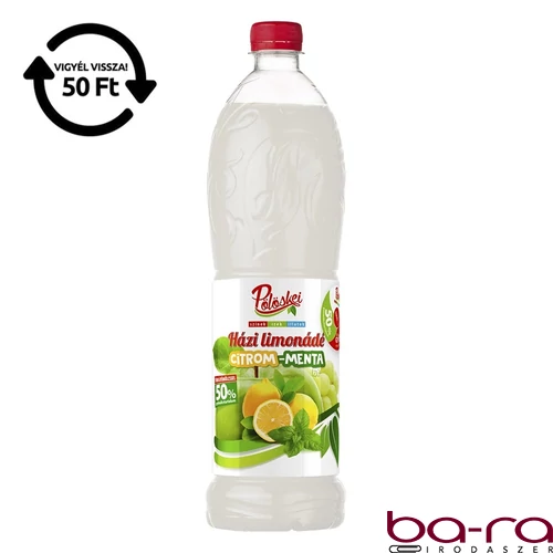 Szörp PÖLÖSKEI Citrom-menta cukorral és édesítőszerrel 50% gyümölcstartalommal 1L DRS