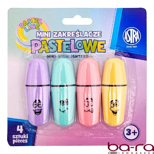 Szövegkiemelő ASTRA mini pasztell 4 szín/bliszter