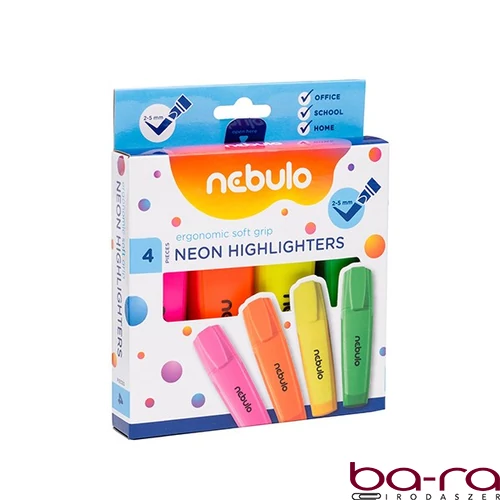 Szövegkiemelő NEBULO neon 4 szín készlet