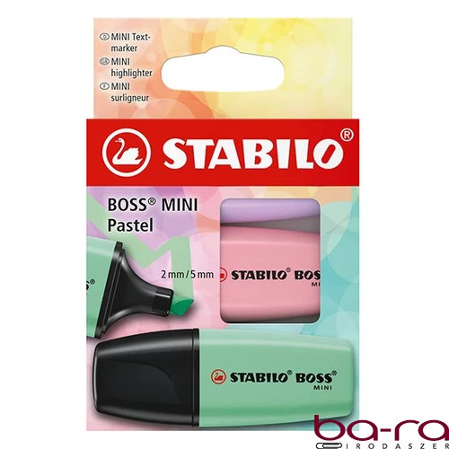 Szövegkiemelő STABILO Boss Mini Pastel 3 darabos