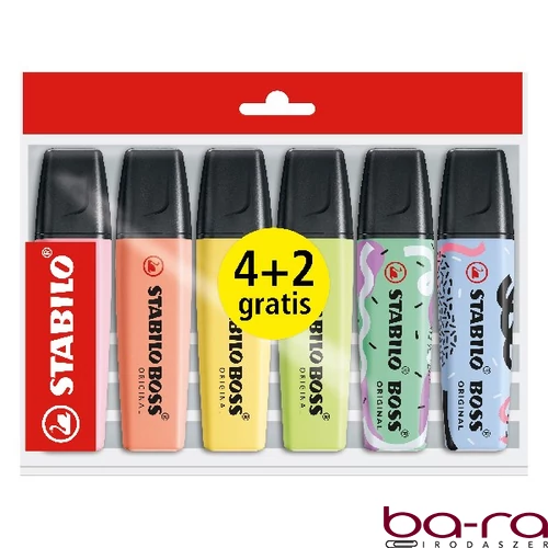 Szövegkiemelő STABILO Boss pasztell 4+2 darabos