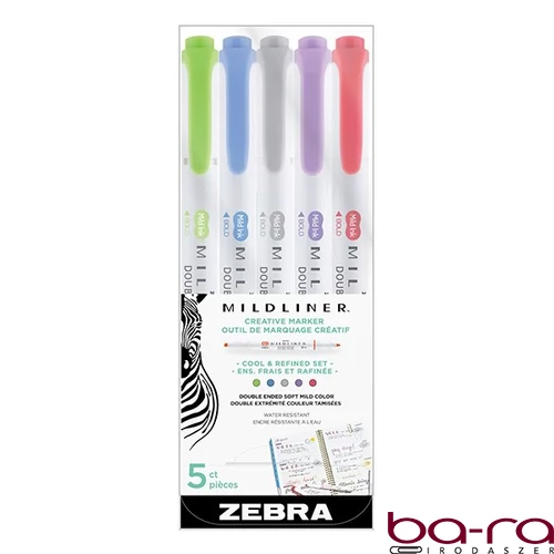 Szövegkiemelő kétvégű ZEBRA Mildliner cool & refined 1,4-4,0 mm 5 darabos