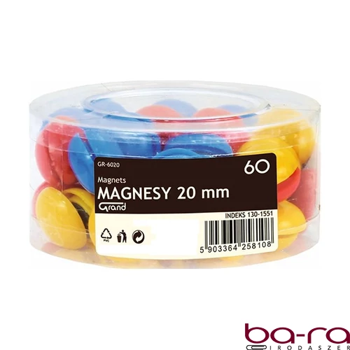 Táblamágnes GRAND 20mm 60 darabos vegyes színű