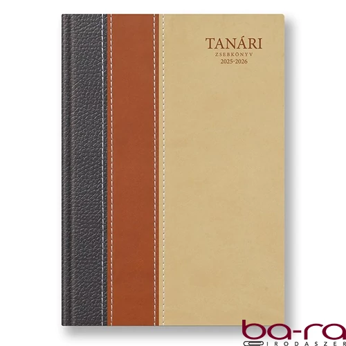 Tanári zsebkönyv TOPTIMER papírborító A/5 heti 145x205 mm Barna 2025-2026