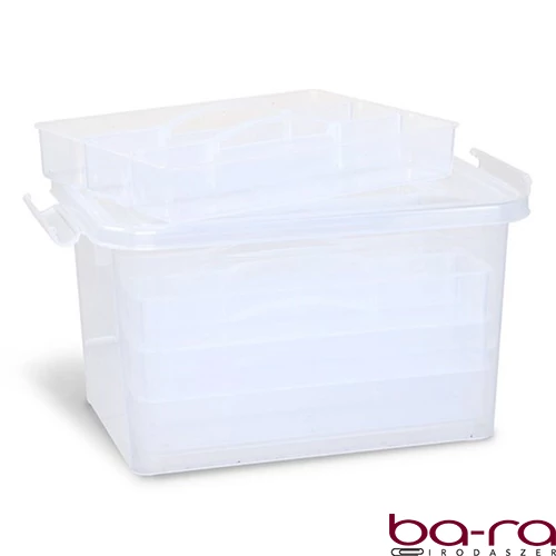 Tárolódoboz PRIMO 25,5x17x14,5 cm műanyag 4 db elválasztó tálcával