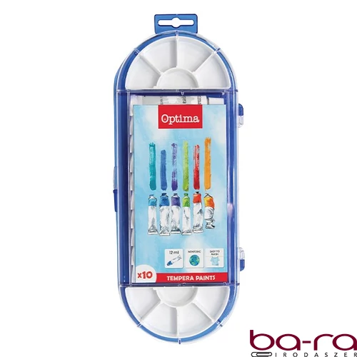 Tempera OPTIMA 10 ml színes színkeverő palettával 10 darabos