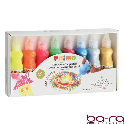 Tempera PRIMO 50 ml 4 neon + 4 metál 8 darabos
