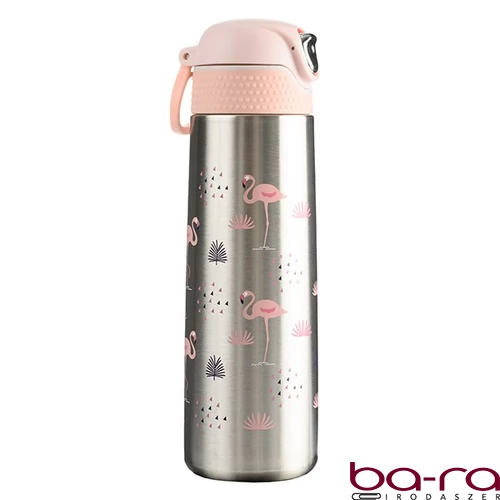 Termosz WABO 420 ml acél fedeles ezüst flamingo