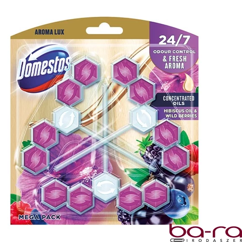 Toalett öblítő DOMESTOS Aroma Lux Hibiscus Oil & Wild Berries 3x55 g