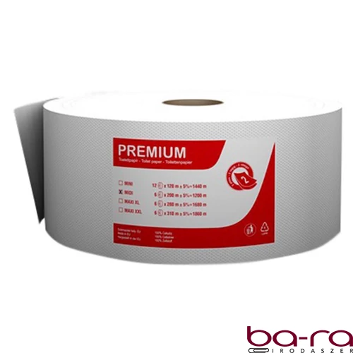 Toalettpapír FORTUNA Premium Jumbo midi tekercses 2 rétegű 23cm 244m hófehér 6/csom