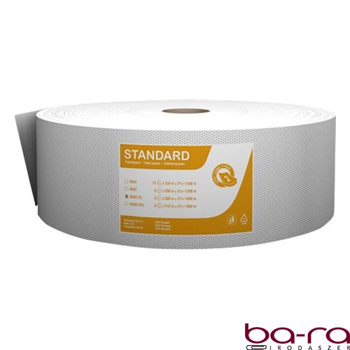Toalettpapír FORTUNA Standard Jumbo maxi 26cm 250m 2 rétegű fehér 6/csom