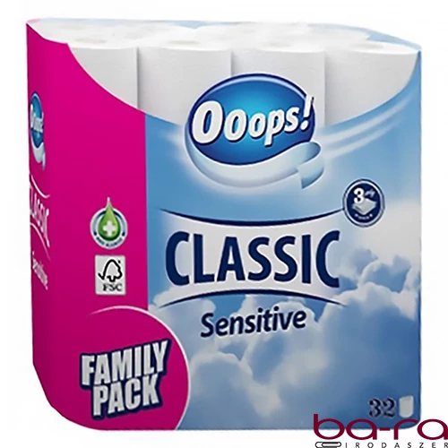 Toalettpapír OOOPS! Classic Sensitive 3 rétegű 32 tekercs