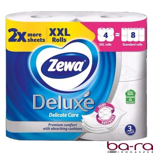 Toalettpapír ZEWA Deluxe 3 rétegű 4 tekercses Delicate Care