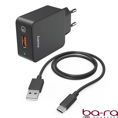 Töltő HAMA QC 3.0 USB-C 19,5W fekete
