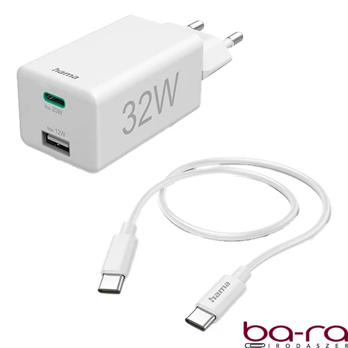 Töltő HAMA USB/USB-C 32W fehér