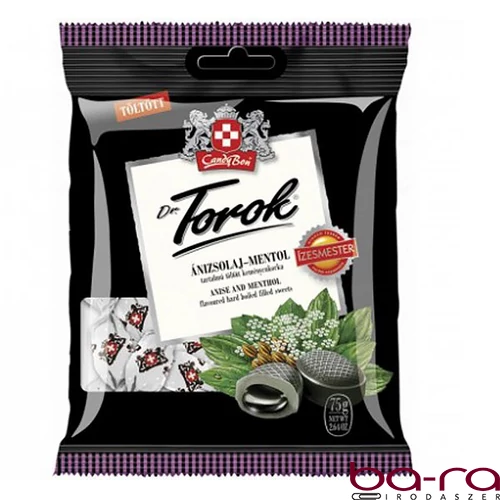 Töltött keménycukorka DR. TOROK ánizsolajjal és mentollal 75 g