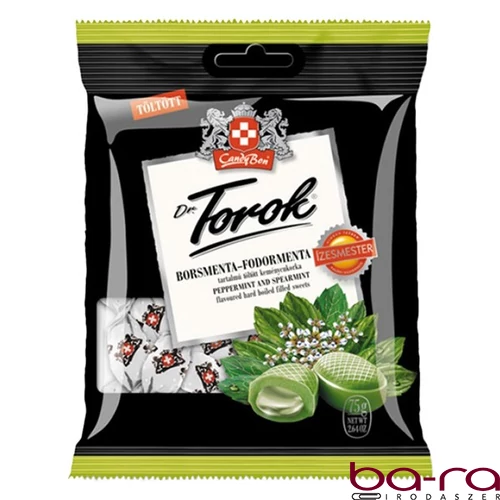 Töltött keménycukorka DR. TOROK borsmentával és fodormentával 75 g