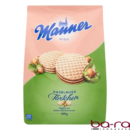 Töltött ostya MANNER Törtchen mogyorós 400 g