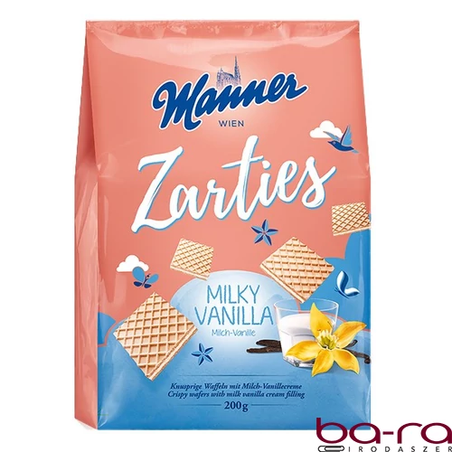 Töltött ostya MANNER Zarties tejes és vaníliás 200 g