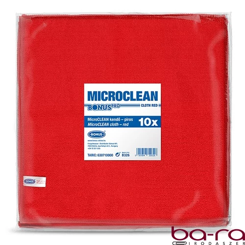 Törlőkendő mikroszálas BONUS microCLEAN HoReCa HACCP 40x40 cm piros 10 darabos