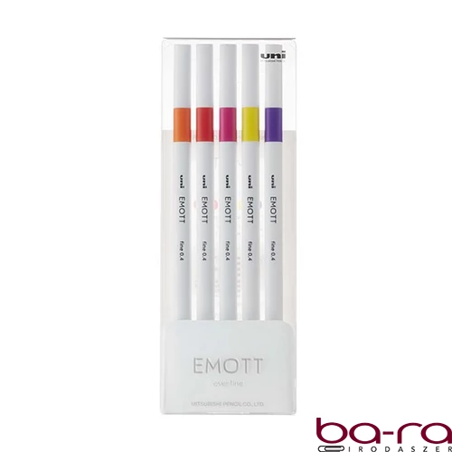 Tűfilc UNI EMOTT 5 darabos 0,4mm (narancs, cinóber, pink, citromsárga, fukszia)