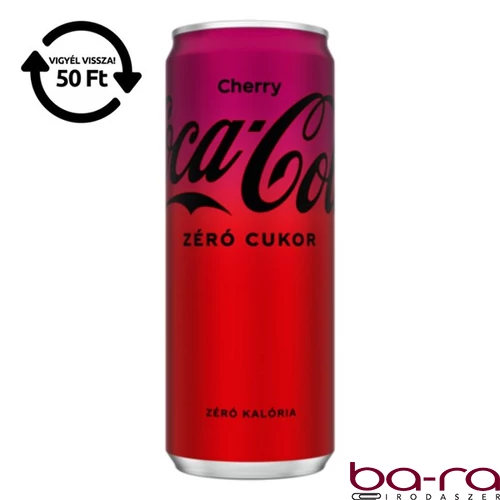 Üdítőital szénsavas COCA-COLA Cherry Zero dobozos 0,33L DRS