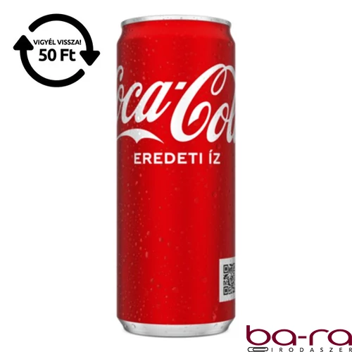 Üdítőital szénsavas COCA-COLA dobozos 0,33L DRS