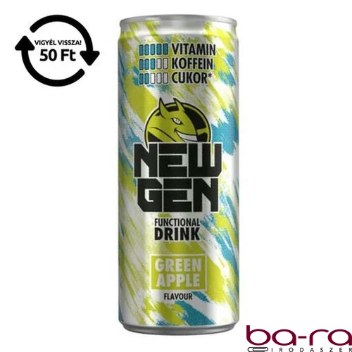 Üdítőital szénsavas HELL Newgen Green apple 0,25L DRS