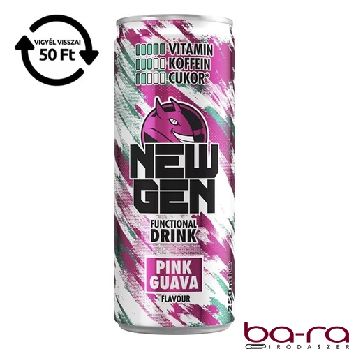 Üdítőital szénsavas HELL Newgen Pink guava 0,25L DRS