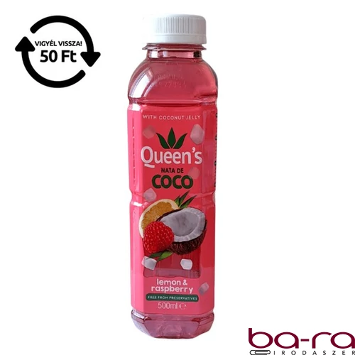 Üdítőital szénsavmentes QUEEN Nata de Coco Citrom & Málna 0,5L DRS