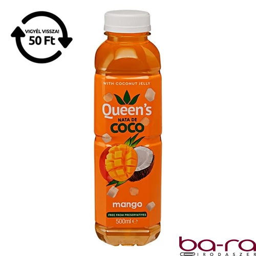 Üdítőital szénsavmentes QUEEN Nata de Coco Mangó 0,5L DRS