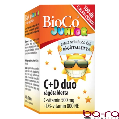 Vitamin BIOCO Junior C + D Duo családi rágótabletta 100 darab