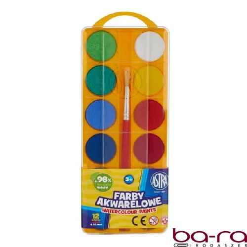 Vízfesték ASTRA 30 cm nagy gombos ajándék ecsettel 12 darabos