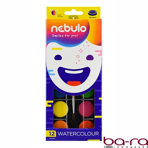 Vízfesték NEBULO 28 mm ajándék ecsettel 12 darabos