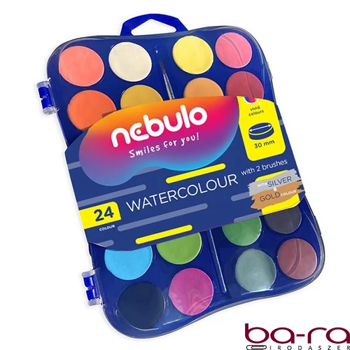 Vízfesték NEBULO 30 mm ajándék ecsettel 24 darabos