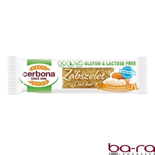 Zabszelet CERBONA étcsokoládés karamellás és mandulás gluténmentes 40 g