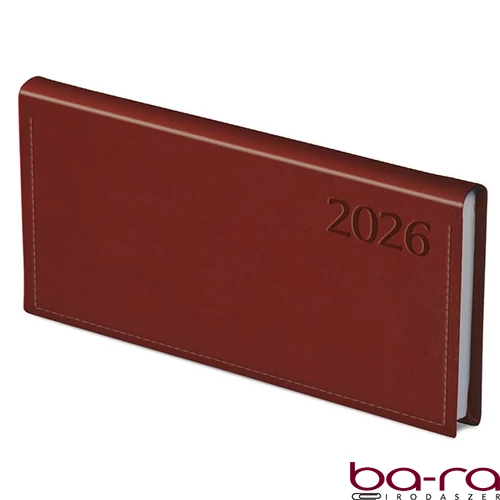 Zsebnaptár TOPTIMER Traditional T030 fekvő fehér lapos bordó 2026.