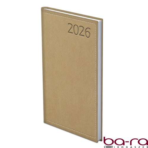 Zsebnaptár TOPTIMER Traditional T035 álló fehér lapos bézs 2026.