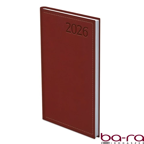 Zsebnaptár TOPTIMER Traditional T035 álló fehér lapos bordó 2026.