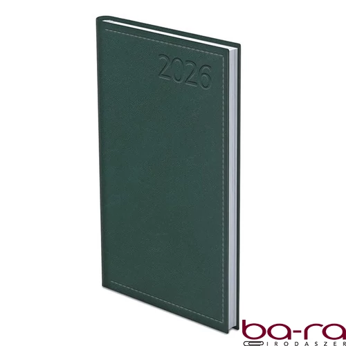 Zsebnaptár TOPTIMER Traditional T035 álló fehér lapos zöld 2026.