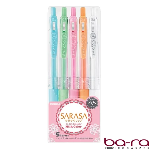Zseléstoll készlet ZEBRA Sarasa Clip Milk nyomógombos 0,5 mm 5 darabos