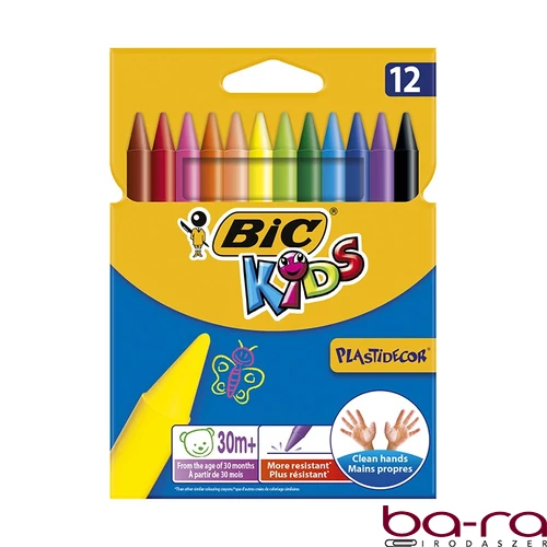 Zsírkréta BIC KIDS PlastiDecor kerek hegyezett 12 színű