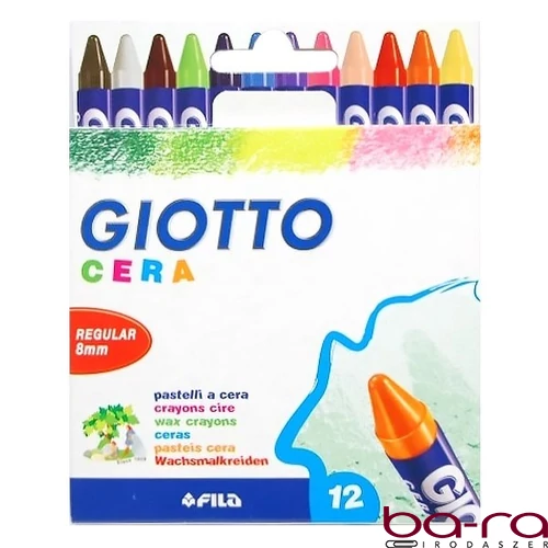 Zsírkréta GIOTTO Cera kerek hegyezett 8mm 12 színű