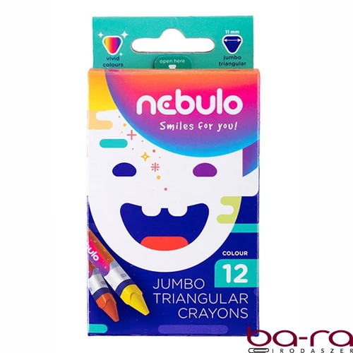 Zsírkréta NEBULO Jumbo háromszögletű hegyezett 12 színű